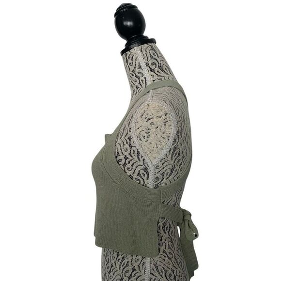 Aritzia Wilfred Cayenne Cropped Knit Halter Top Sage Green Size M - Picture 6 of 12
